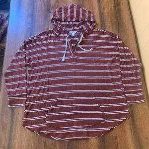 Market & Spruce knit rust & white stripe hoodie size 1X